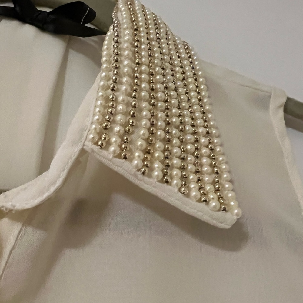 White Blouse with pearl neckline